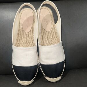 J Crew Cream and Black Espadrille Flats